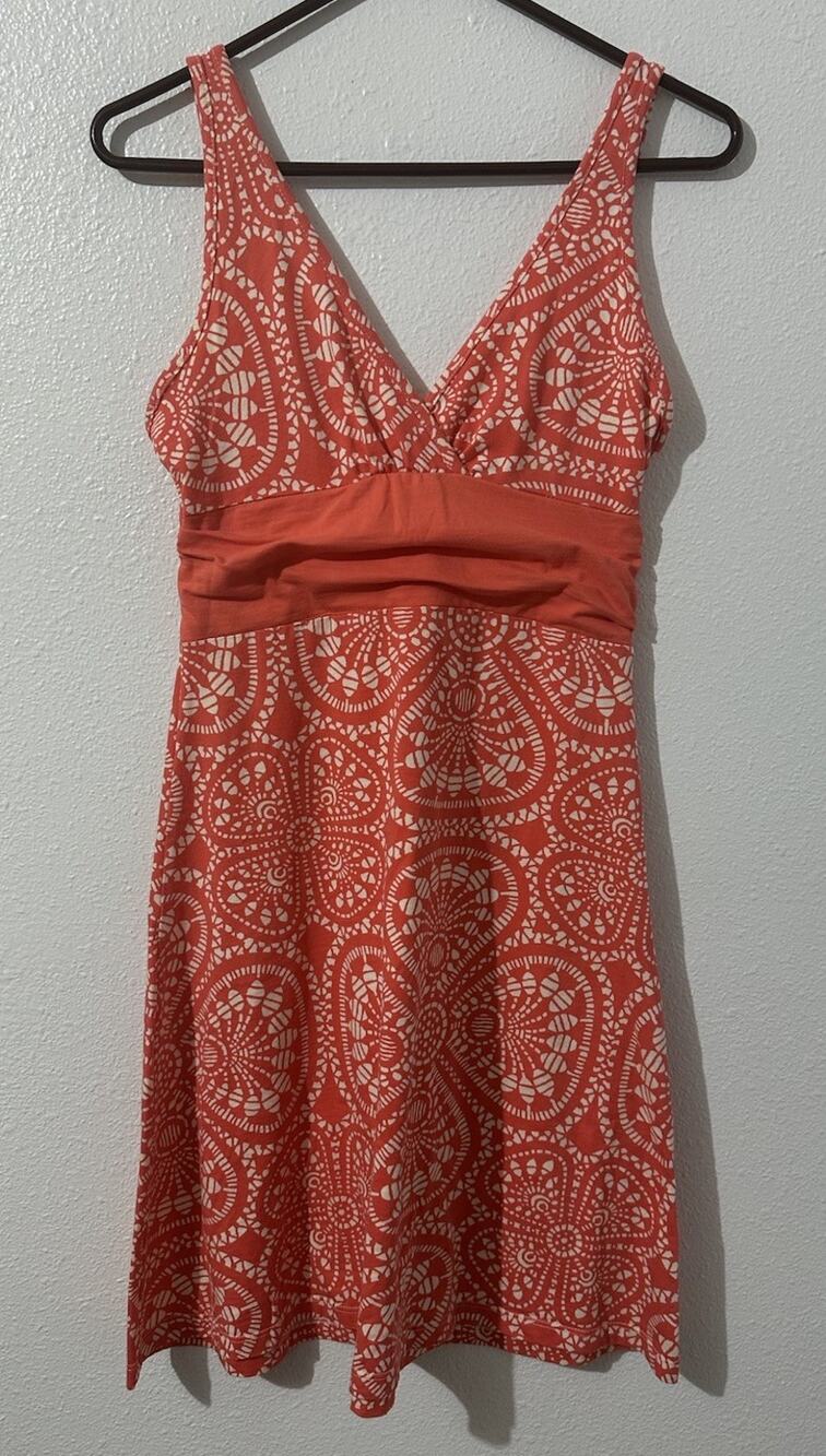 Patagonia Margot Dress Women's Small Orange Sleeveless Organic Cotton Stretch